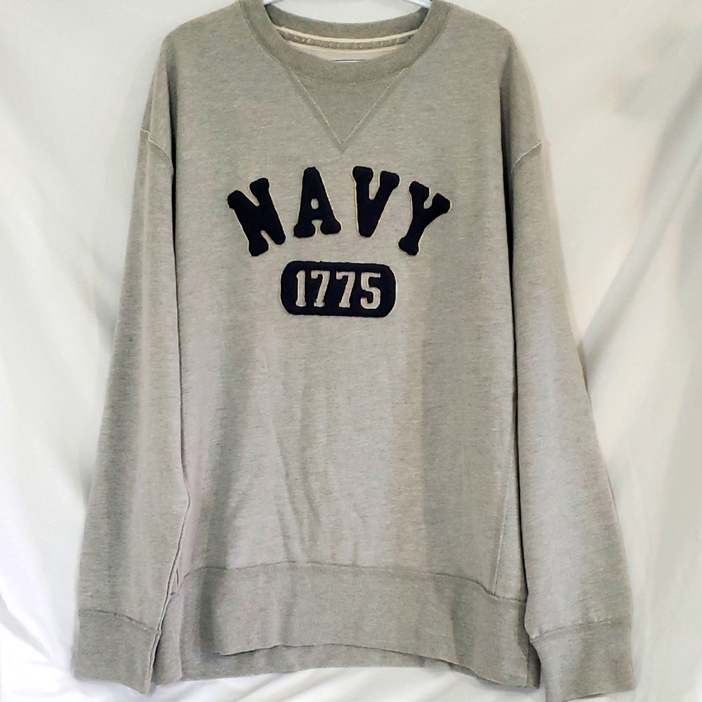 Navy Sweater League Collegiate Patch Embroidered Mens XXL Big Patch Tag